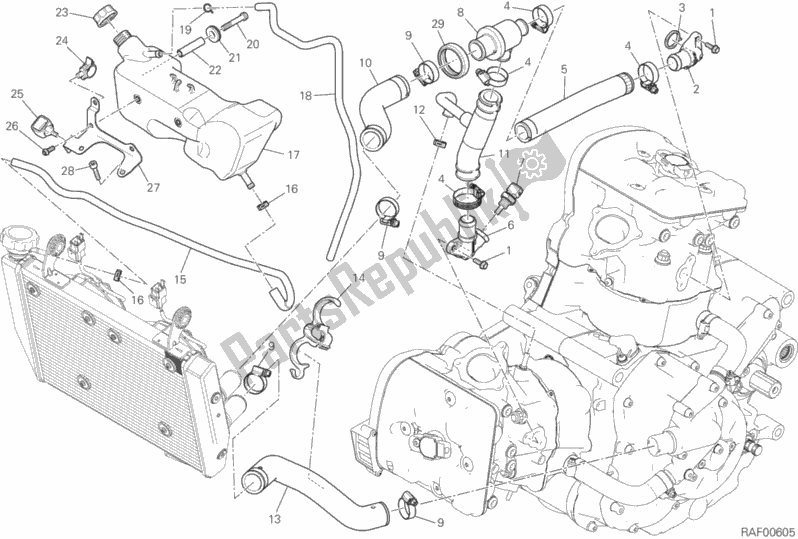 Todas as partes de Circuito De Refrigeração do Ducati Hypermotard 939 2018